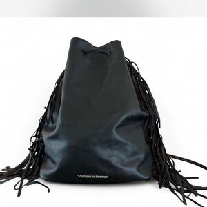 Victoria's Secret Black Backpack with Fringe